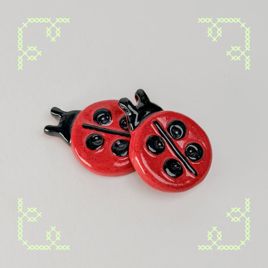 ladybug button worry stone
