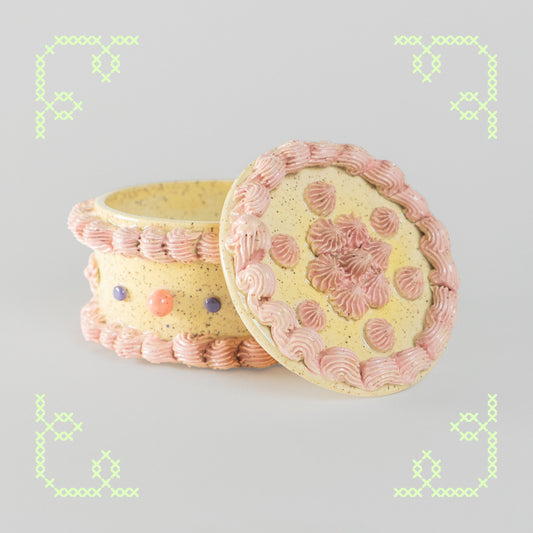 pink birthday cake jar