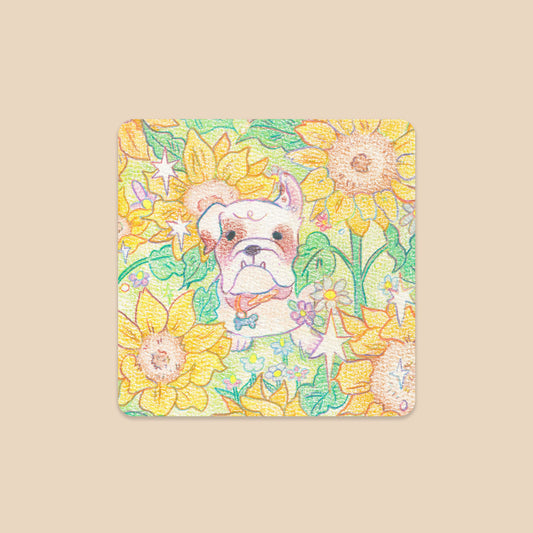 Brock the Garden Bulldog Sticker - Sunflower Field