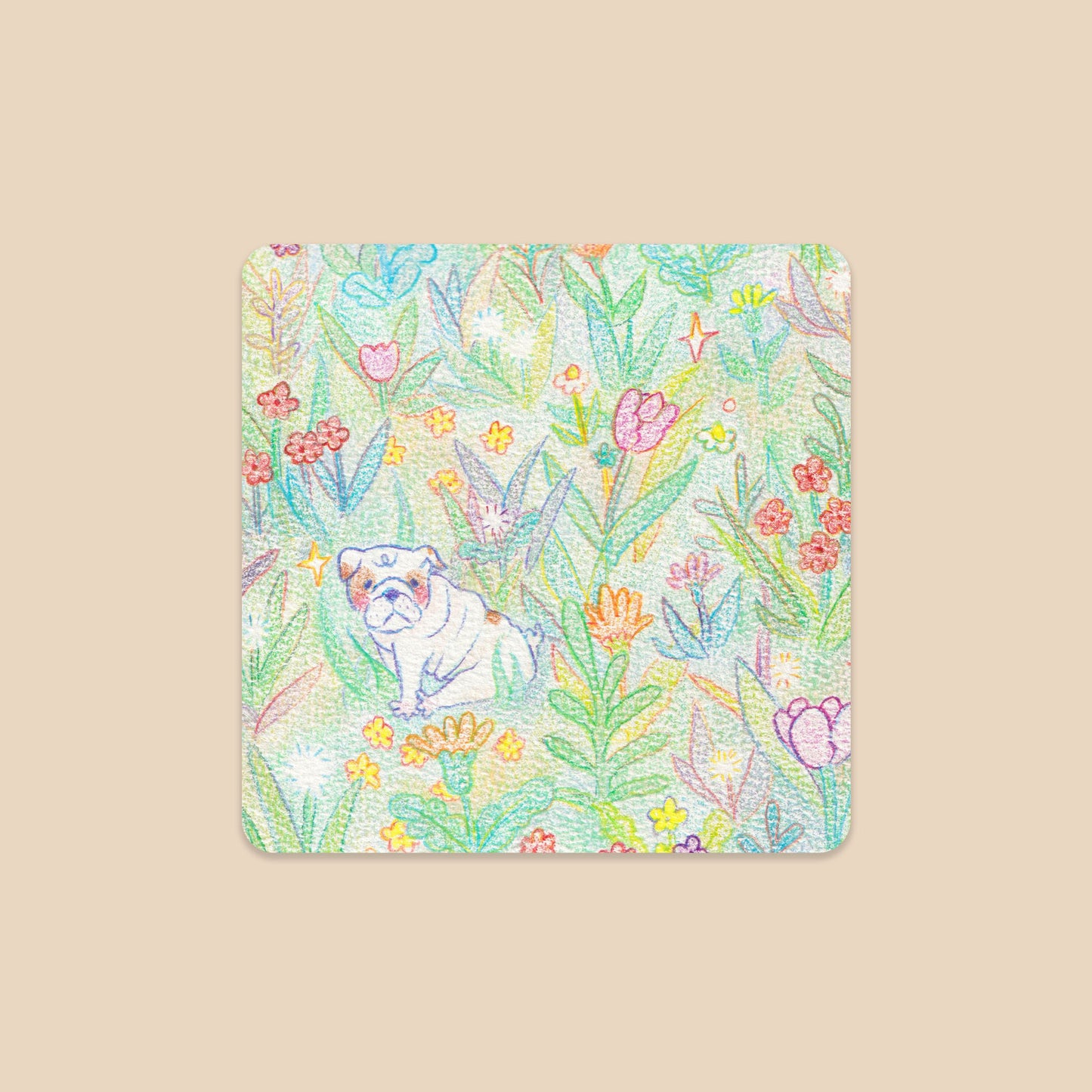 Brock the Garden Bulldog Sticker - Wildflowers