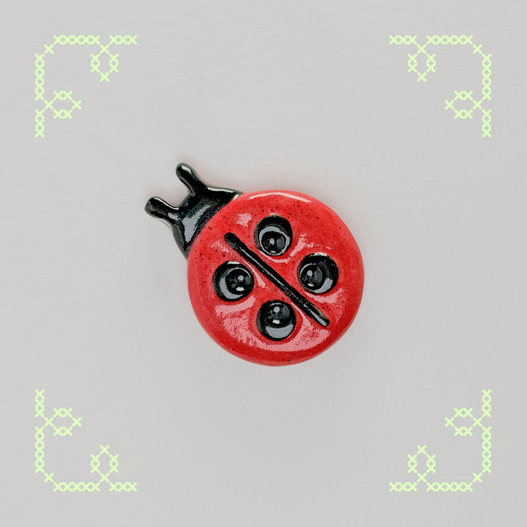 ladybug button worry stone