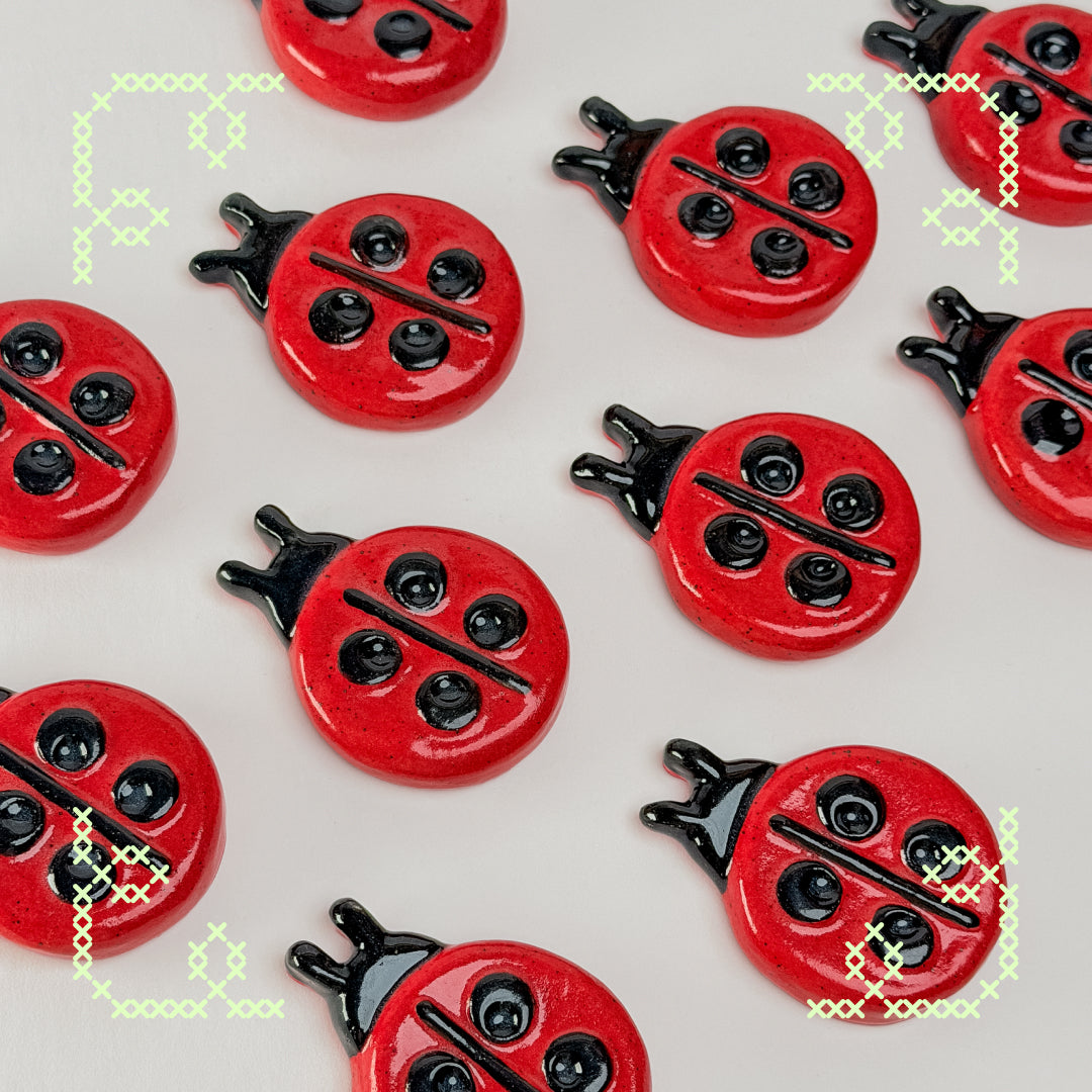 ladybug button worry stone