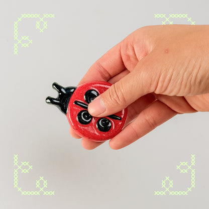 ladybug button worry stone